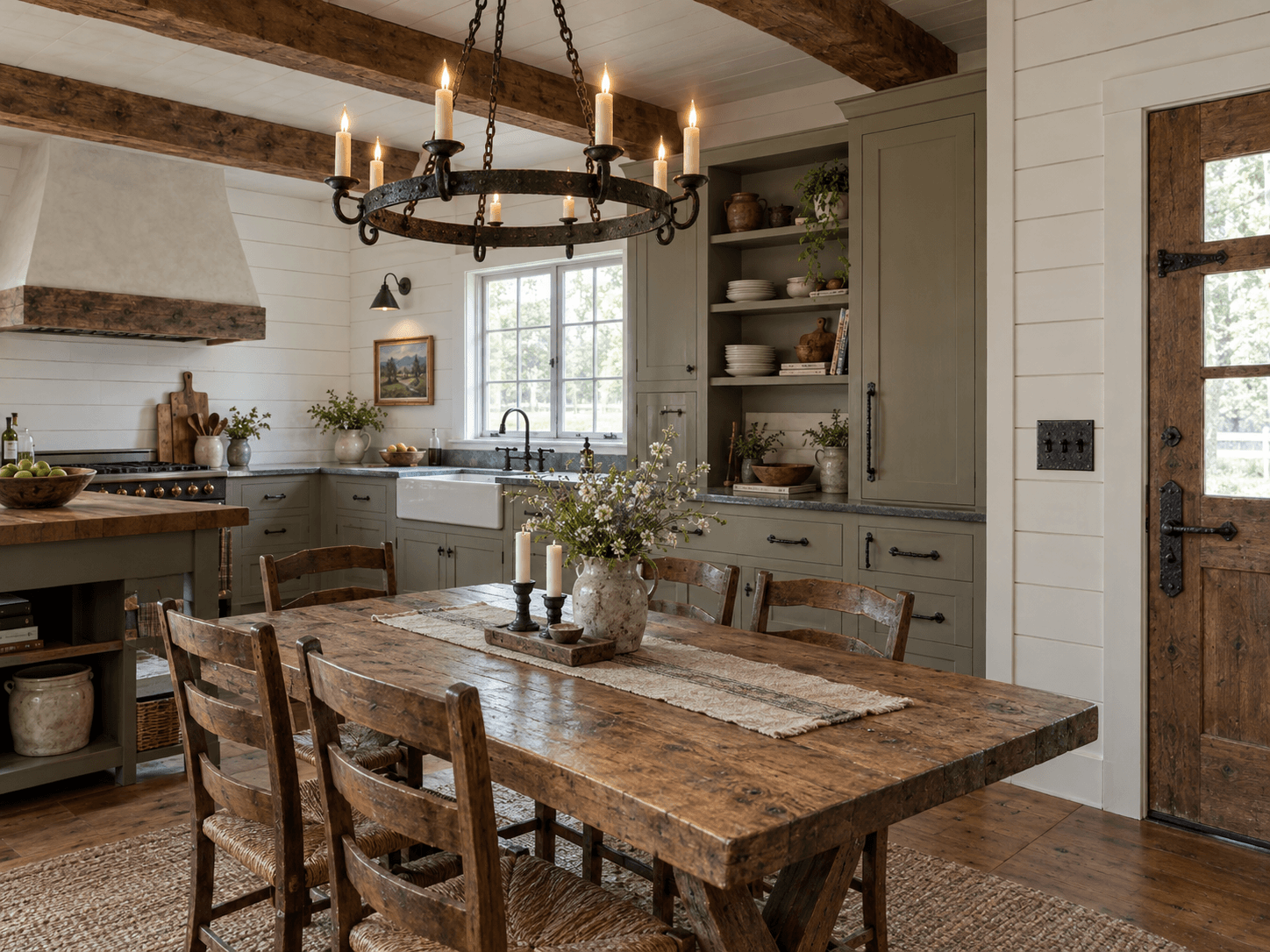 Farmhouse / Rustic era interior with decorative lighting and hardware