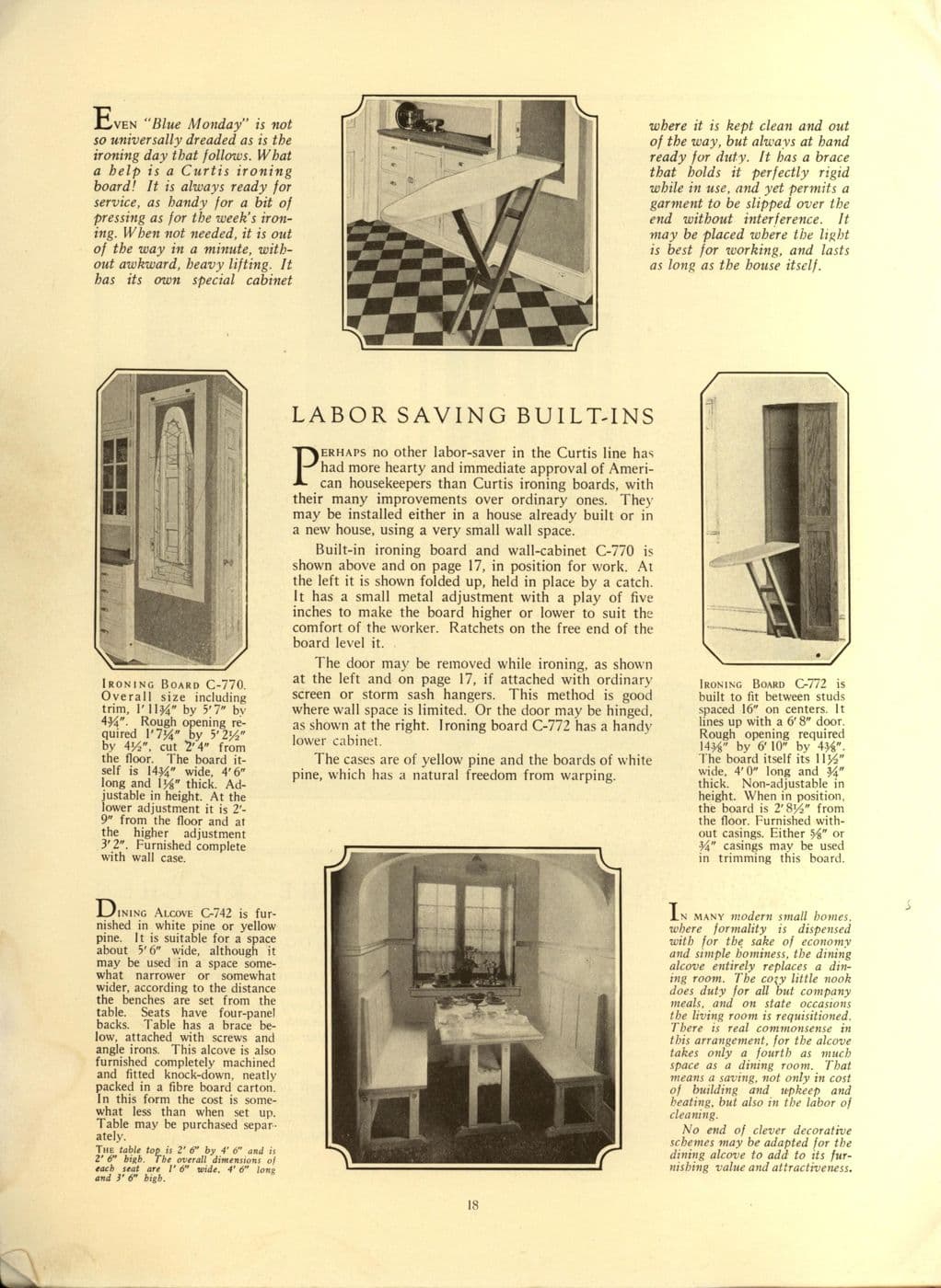 Catalog illustration of a built-in breakfast nook with benches and a table