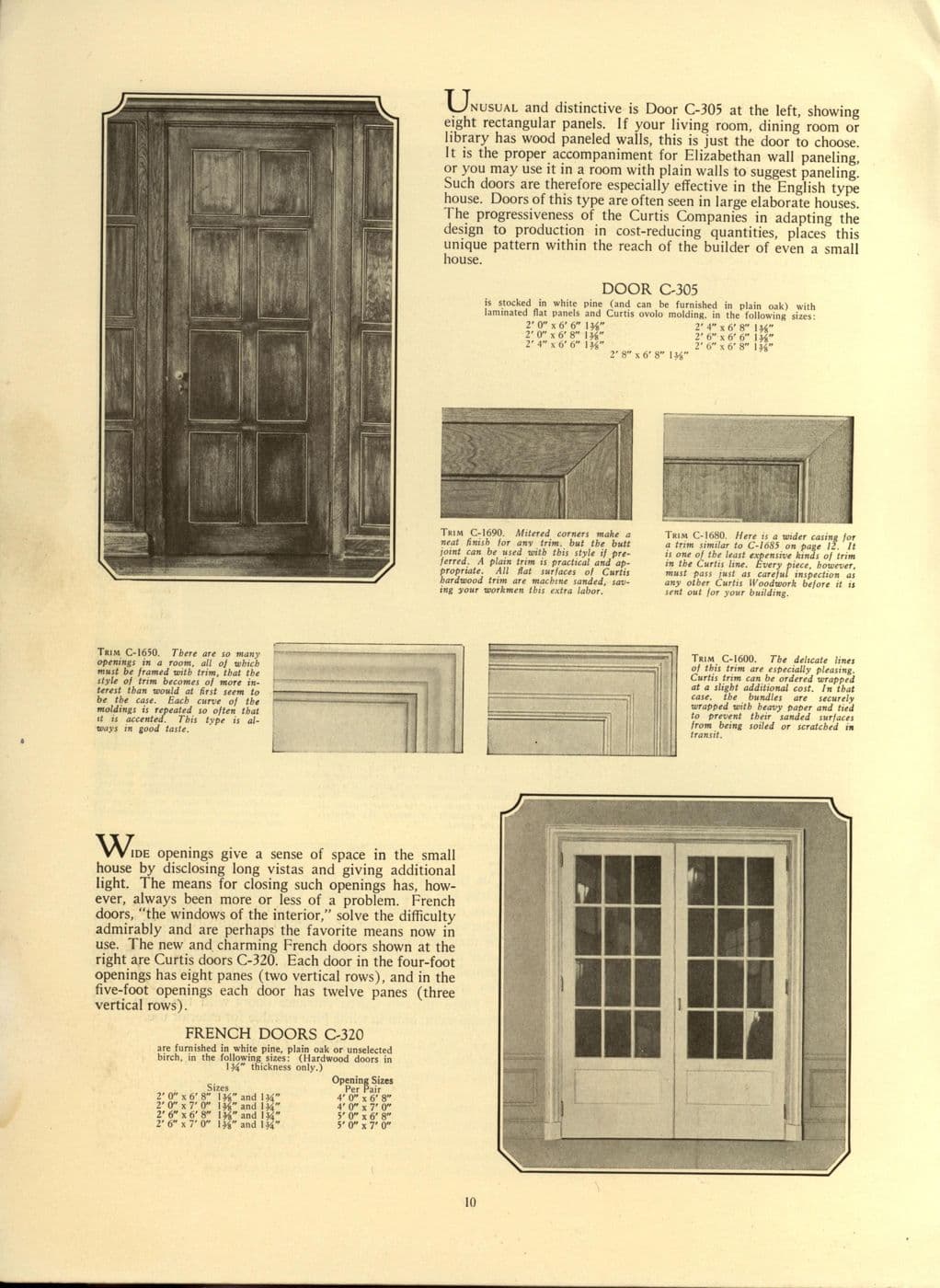 Catalog page showing glazed French doors with divided lights